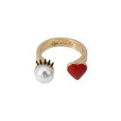 LASHES PEARL HEART RING